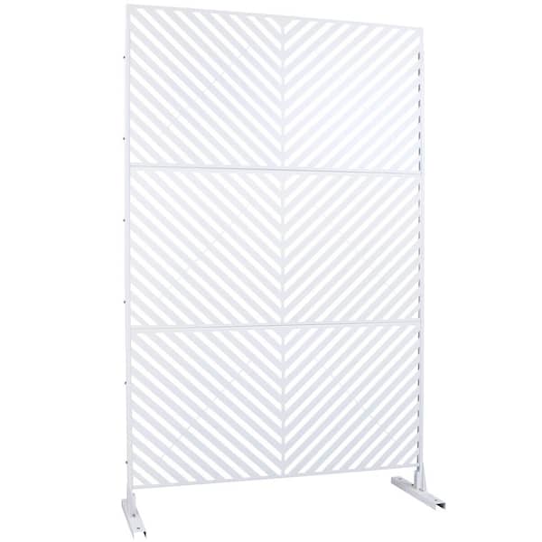 Sudzendf Outdoor and Indoor Freestanding Decorative Privacy Screen Metal Privacy Screen, Fence Panels in White