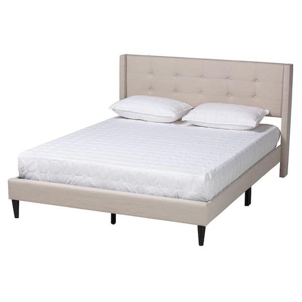 Baxton Studio Casol Beige Wood Frame Queen Platform Bed 224 13087