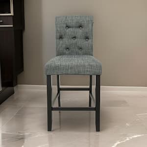 Black and Gray Fabric Tufted Back Dining Chair