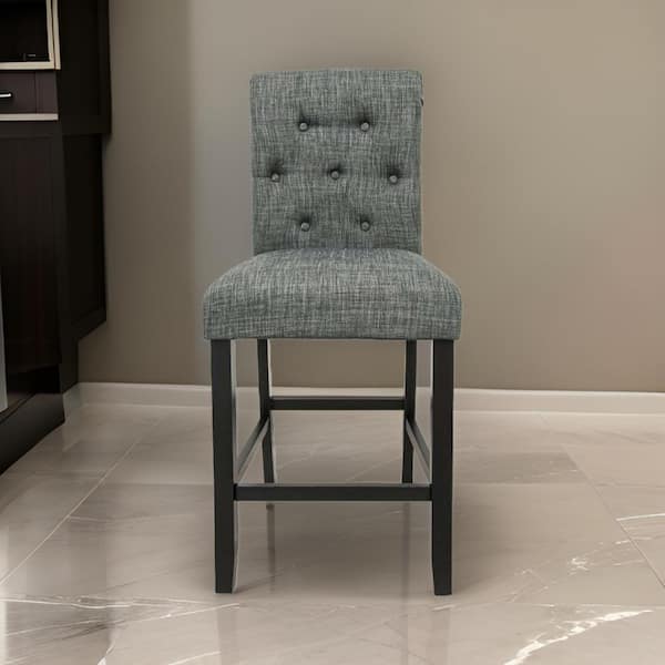 Benjara Black and Gray Fabric Tufted Back Dining Chair