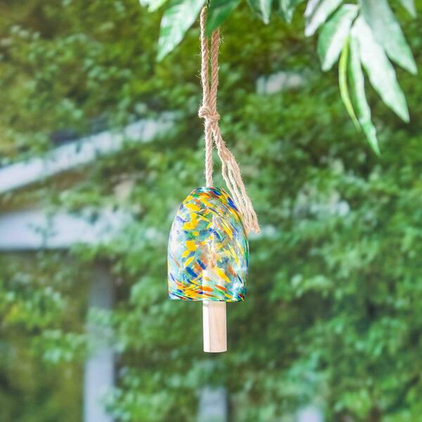 Evergreen 7 in. Turquoise Swirl Glass Wind Chime