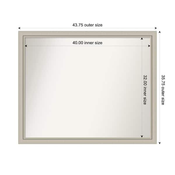 Amanti Art Romano Silver Narrow 43.75 in. x 35.75 in. Custom Non-Beveled Wood Framed Bathroom Vanity Wall Mirror