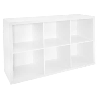 44 in. H x 30 in. W x 14 in. D White Wood Look 6-Cube Storage Organizer