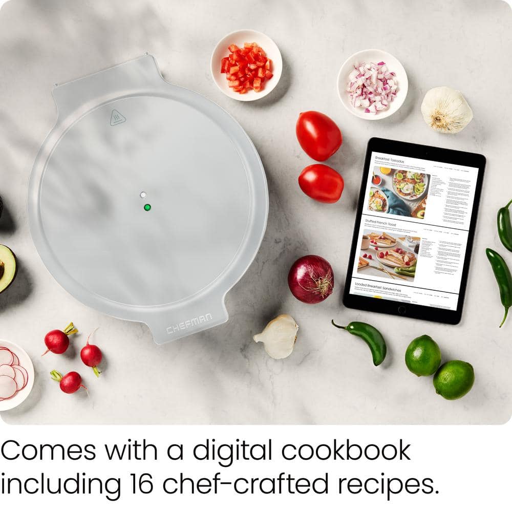 Chefman 113 sq. in. White Pizza Maker Countertop Electric Griddle Specialty Grill