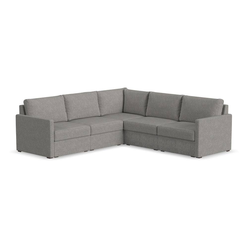 Pebble Dark Gray 5-Piece Modular Sectional Sofa with Ottoman