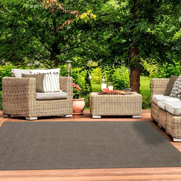Braided Latte 3 ft. x 5 ft. Solid Indoor/Outdoor Area Rug