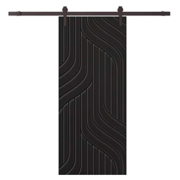 CALHOME 42 in. x 80 in. Black Painted Composite MDF Paneled Interior Sliding Barn Door with Hardware Kit