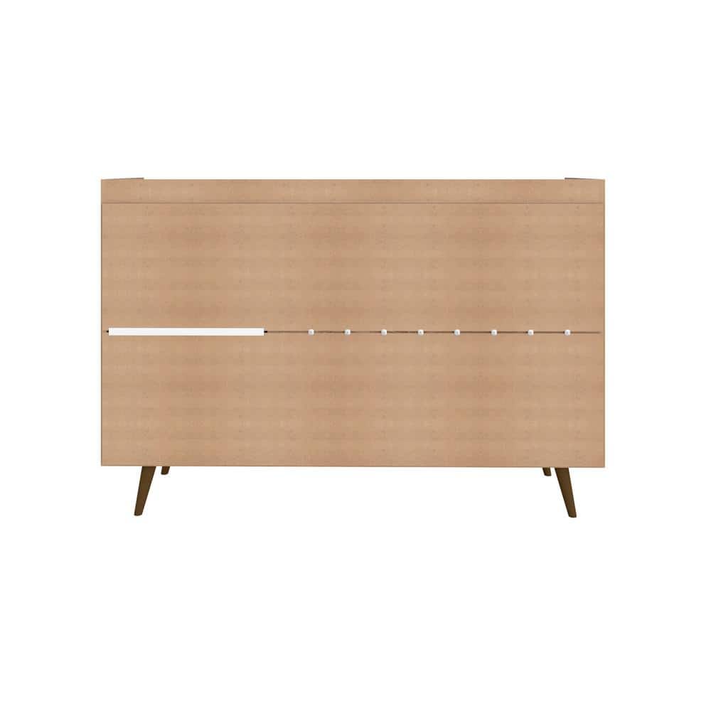 Rustic Brown Mid-Century Modern Buffet Stand with 4 Shelves