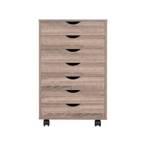 7-Drawer Vintage Oak 34.2 in. H x 15.7 in. W x 18.8 in. D Wood Vertical File Cabinet
