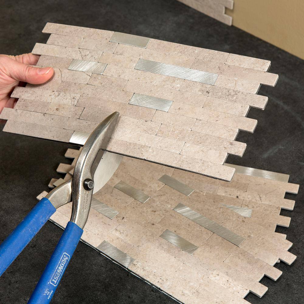 Biscuit Peel and Stick Composite Backsplash Tiles, 12x5.8 inches