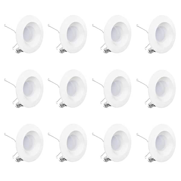 6 in. 6000K Integrated LED Clear White Retrofit Recessed Trim Light Kit 12-Watt 1100 Lumens Dimmable, Wet Rated, 12-Pack