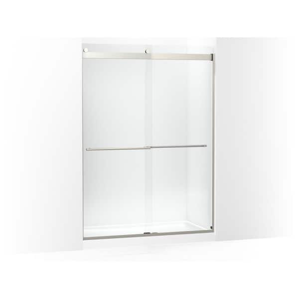 KOHLER Levity Plus 57-60 in. W x 82 in. H Sliding Frameless Shower Door with 3/8 in. Thick Crystal Clear Glass