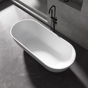 Ariana 69 in. x 30 in. Stone Resin Solid Surface Flatbottom Freestanding Soaking Bathtub in White