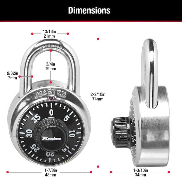 Master Lock Aluminum 48 mm (1-7/8 in) Combination Lock, 19 mm (3/4 in)  shackle