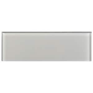 Enchant Elle Diva Light Gray Glossy 4 in. x 12 in. Smooth Glass Subway Wall Tile (4.88 sq. ft./Case)