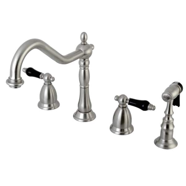 Kingston Brass Duchess 2-Handle Standard Kitchen Faucet with Side Sprayer in Brushed Nickel