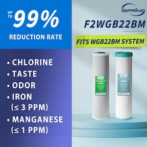 Whole House Water Filter Set Replacement Pack with Carbon Block and Iron & Manganese Reducing Cartridges, Fits WGB22BM