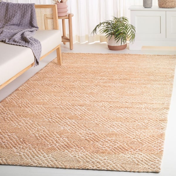 Natural Fiber 7 ft. x 7 ft. Natural/Ivory Diamond Geometric Square Area Rug