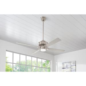 Lincolnshire 60 in. LED Brushed Nickel Ceiling Fan with Light