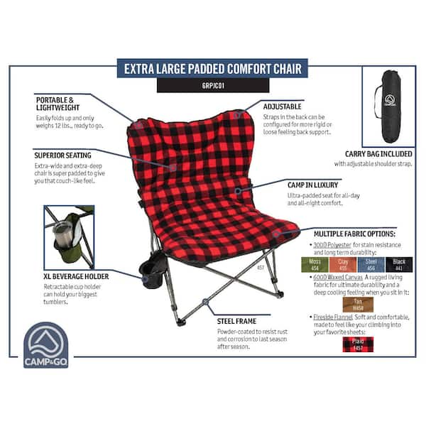 onderwijs Lijm eiland Camp & Go Multi-Polyester XXL Ultra Padded Camp Seat GRPJC01-F457-1 - The  Home Depot