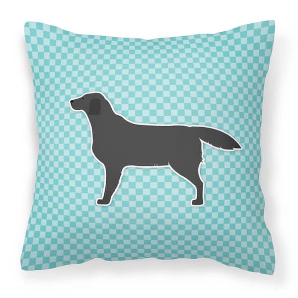 Caroline's Treasures 14 in. x 14 in. Multi-Color Outdoor Lumbar Throw Pillow Black Labrador Retriever Checkerboard Blue