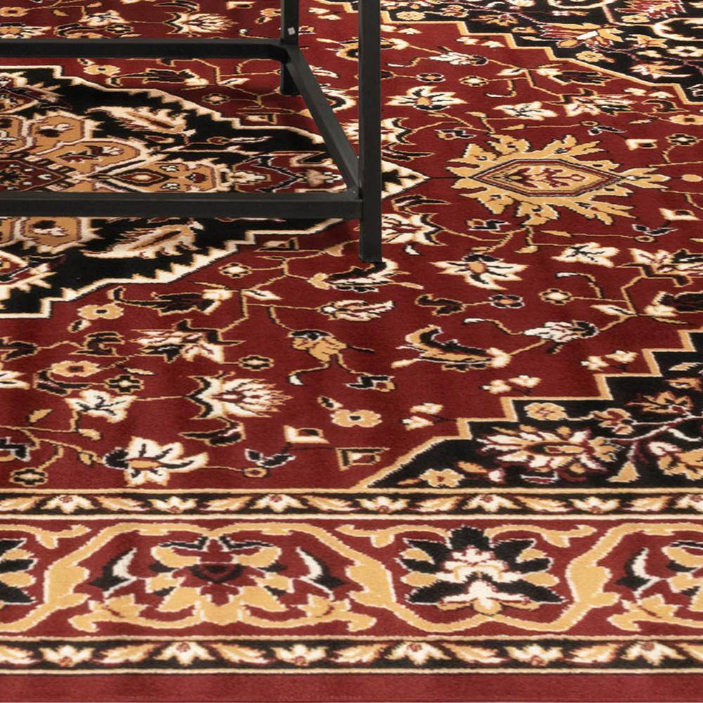Red Low Pile Synthetic Rectangular Area Rug, 5' x 8'
