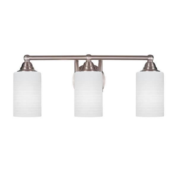 Madison 7 in. 3-Light Bath Bar, Brushed Nickel, White Matrix Glass ...