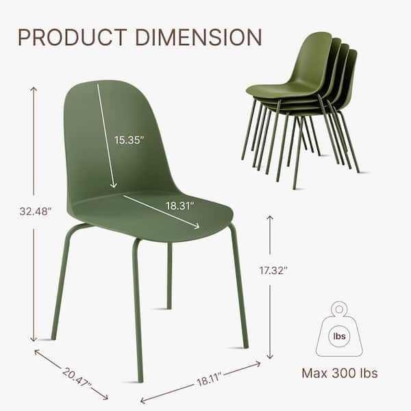 Spruce & Spring Zeno Green Colorful Plastic Stackable Dining