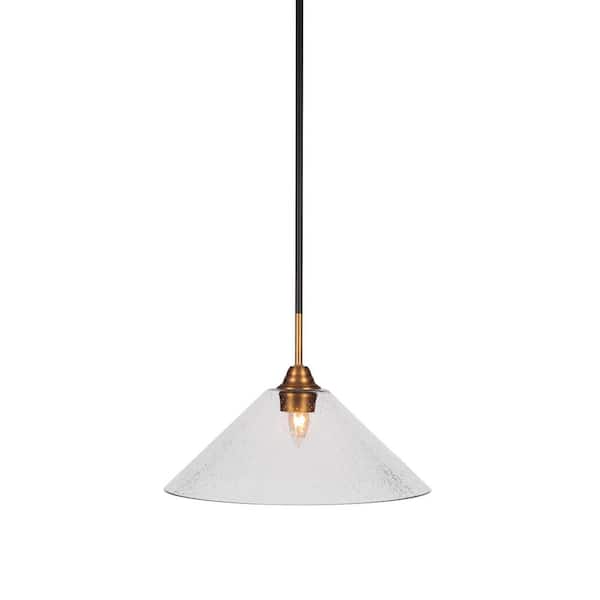 Unbranded Madison 100-Watt 1-Light Matte Black and Brass Bowl Mini Pendant Light with Glass Shade