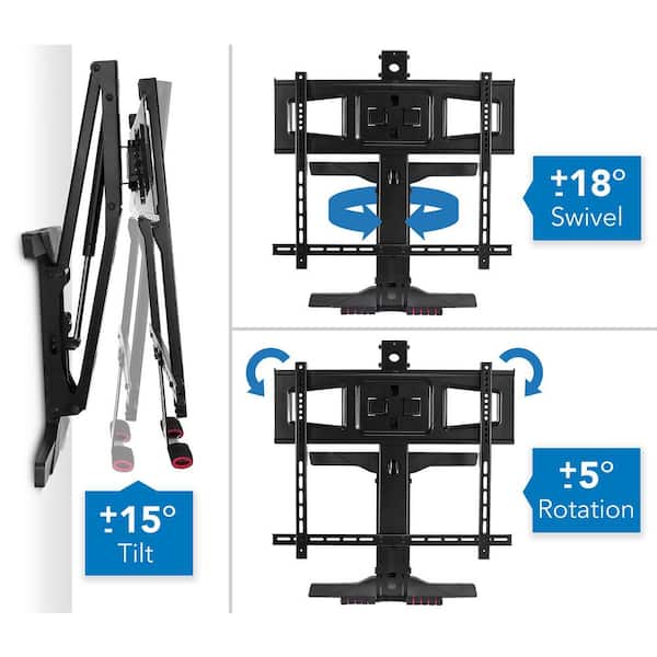 Mount It Height Adjustable Pull Down Fireplace Tv For Screens Up To 65 In Mi 361 - Pull Down Wall Mount Tv Bracket