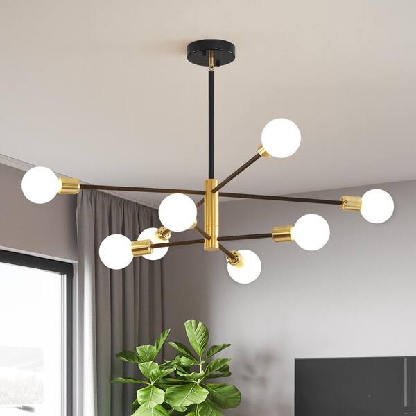 8-Light Vintage Gold Linear Sputnik Chandelier without Shades and Bulbs ...