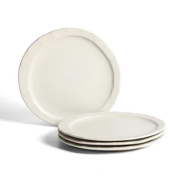Oasis 4-Piece White Stoneware Dinner Plate Set (Service for 4)