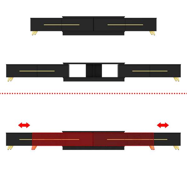 FUFU&GAGA Modern Wood Black TV Media Console Entertainment FUFU&GAGA Modern Wood Black TV Media Console Entertainment