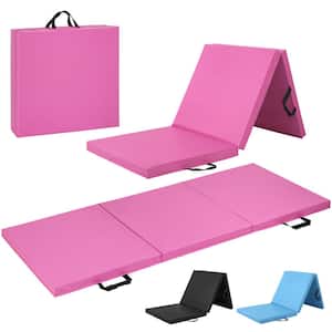 Tri-Fold Folding Thick Exercise Mat Pink 6 ft. x 2 ft. x 2 in. Vinyl and Foam Gymnastics Mat ( Covers 12 sq. ft. )