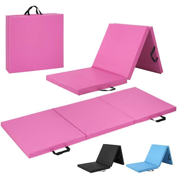 CAP Tri-Fold Folding Thick Exercise Mat Pink 6 ft. x 2 ft. x 2 in. Vinyl and Foam Gymnastics Mat ( Covers 12 sq. ft. )