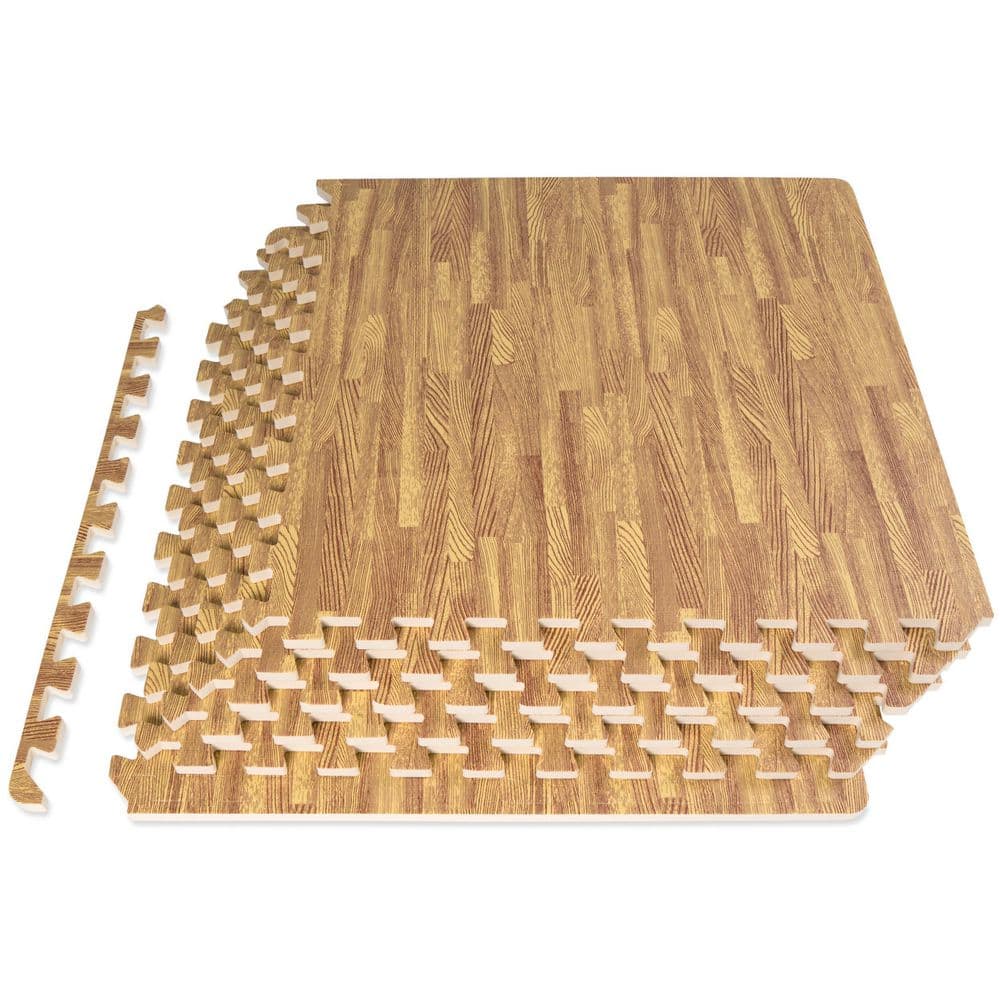 Prosourcefit Wood Grain Puzzle Mat 1/2-In, Light Oak, 24 Sq ft - 6 Tiles
