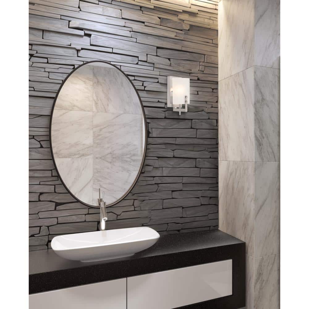 Enzo James Contemporary Brushed Nickel Wall Sconce with Frosted Glass
