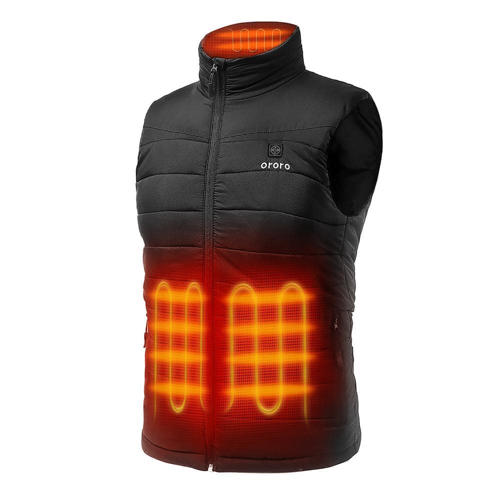 ORORO Men's X-Large Black 7.2-Volt Lithium-Ion Lightweight Heated Vest ...