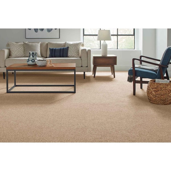 Falhurst  - Oceanside - Beige 15 ft. 24 oz. Polyester Pattern Installed Carpet