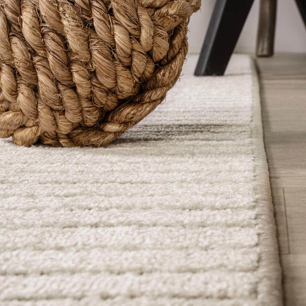 Ivory Geometric 8' x 10' Synthetic Washable Area Rug