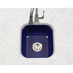 Porcela Series Undermount Porcelain Enamel Steel 16 in. Single Bowl Kitchen Sink in Navy Blue