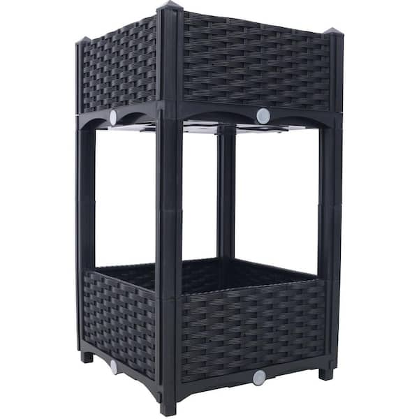 Anky 15.7 in. Black PP Plastic Rectangular Outdoor Raised Planter Box