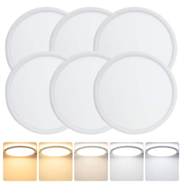 12 in. 28-Watt 3600 Lumens LED LED Round Ceiling Closet Light Fixture 3000K-6000K Dimmable Stairwell Hallway (6-Pack)