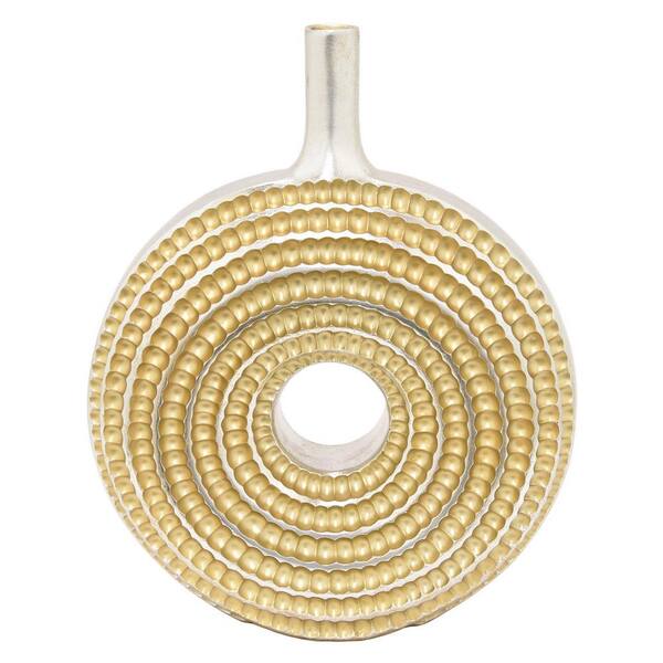 THREE HANDS Champagne Resin Textured Decorative Vase