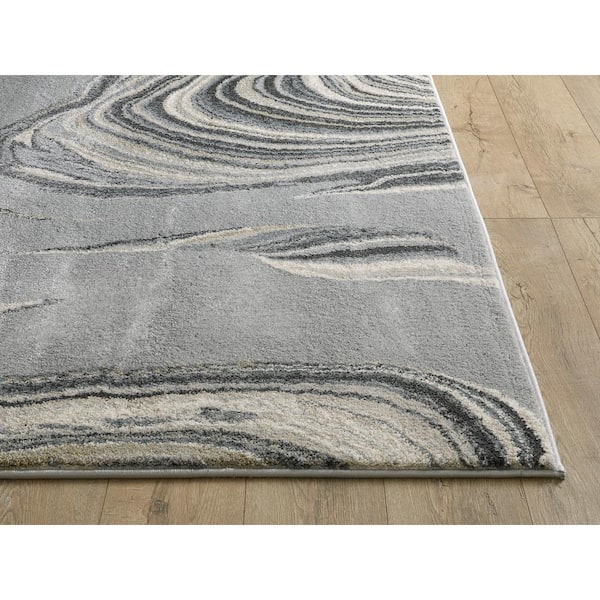 Aria Gray 9 ft. x 12 ft. Marbled Modern Area Rug