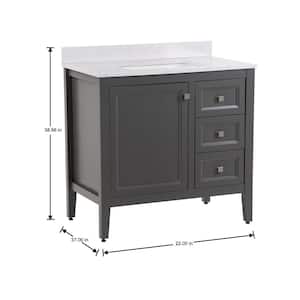 Darcy 37 in. W x 22 in. D Bath Vanity in Shale Gray with Stone Effects Vanity Top in Pulsar with White Sink