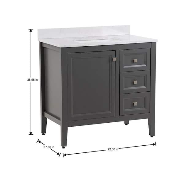 Darcy 37 in. Single Sink Shale Gray Bath Vanity with Pulsar Cultured Marble Top (Assembled)