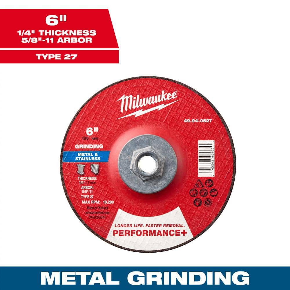 Milwaukee 6 in. x 1/4 in. x 5/8 in.-11 Performance Plus Metal
