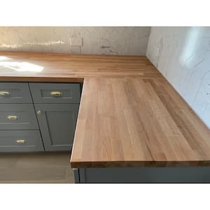 10 ft. L x 25 in. D Unfinished Alder Solid Wood Butcher Block Countertop With Eased Edge