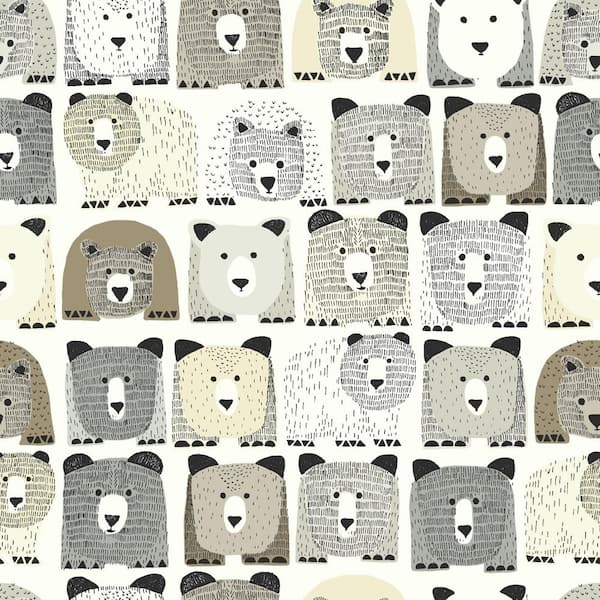 York Wallcoverings Baby & Kids Bears Sidewall Blacks /Browns /Beiges Paper Strippable Roll (Covers 56 sq. ft.)